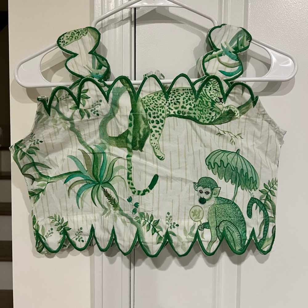 Victoria Dunn Green and White Jungle Print Skirt Set